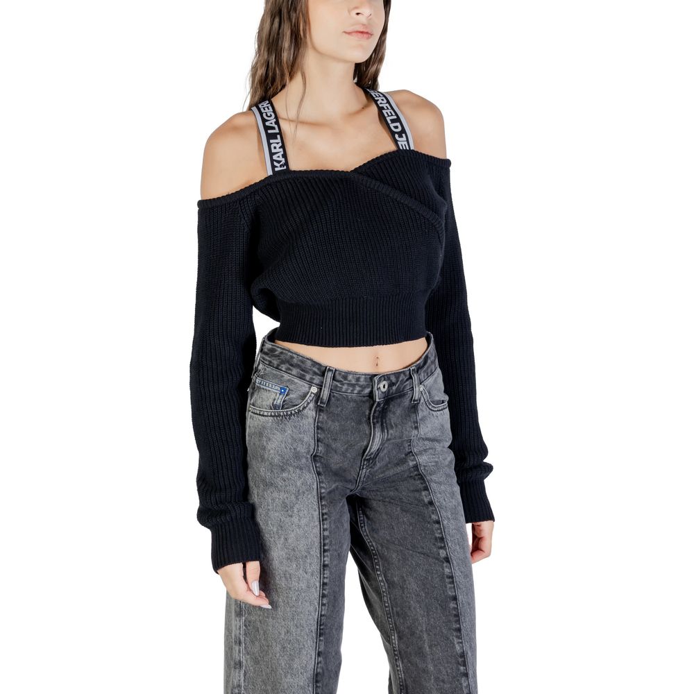 Karl Lagerfeld Black Cotton Sweatshirt Karl Lagerfeld
