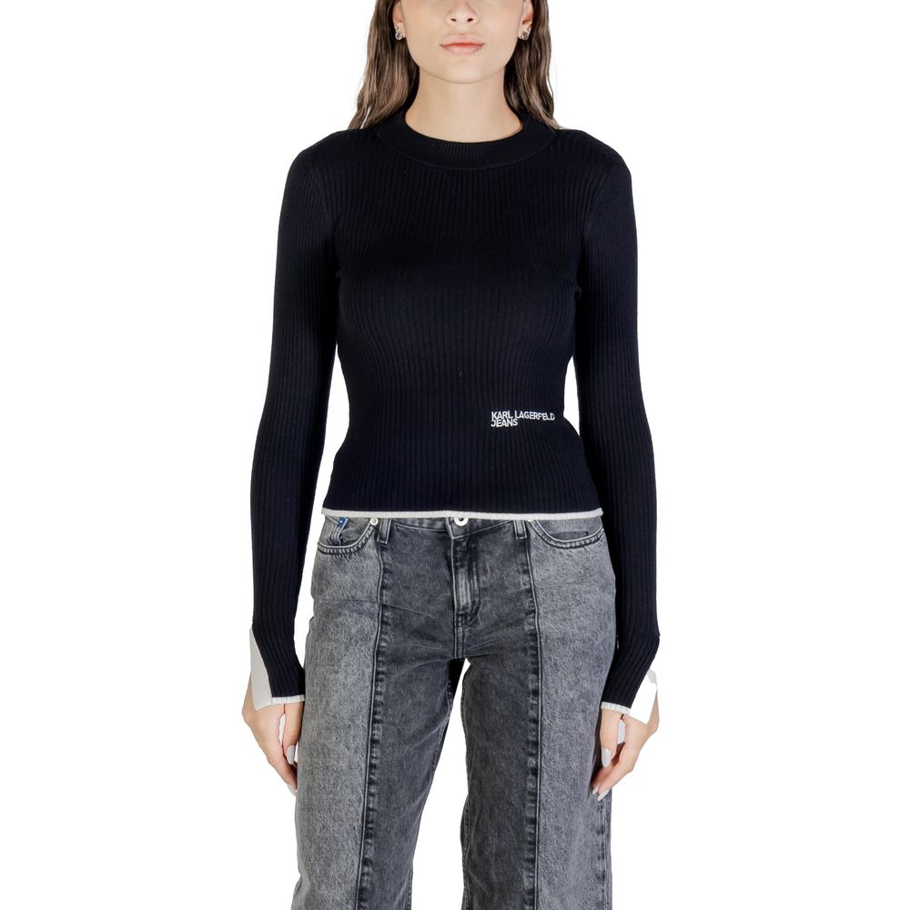 Karl Lagerfeld Black Viscose Sweatshirt Karl Lagerfeld