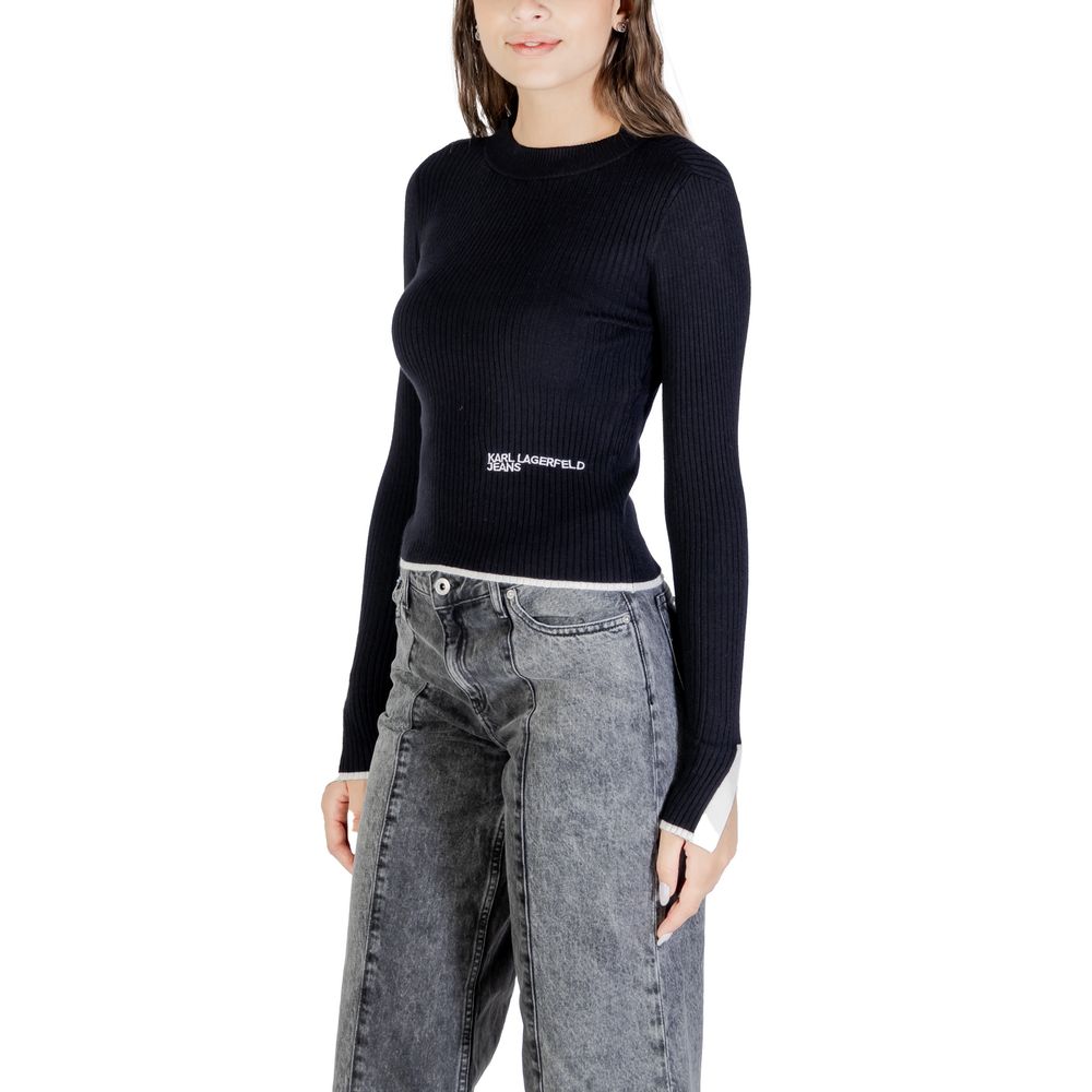 Karl Lagerfeld Black Viscose Sweatshirt Karl Lagerfeld