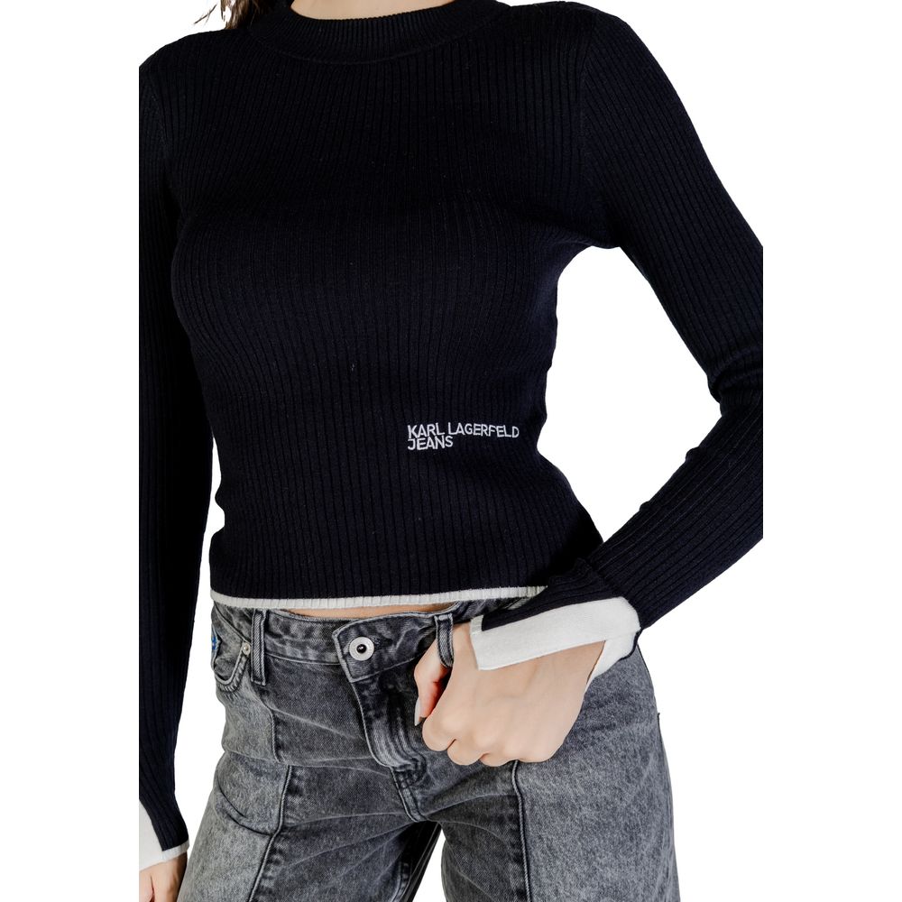 Karl Lagerfeld Black Viscose Sweatshirt Karl Lagerfeld