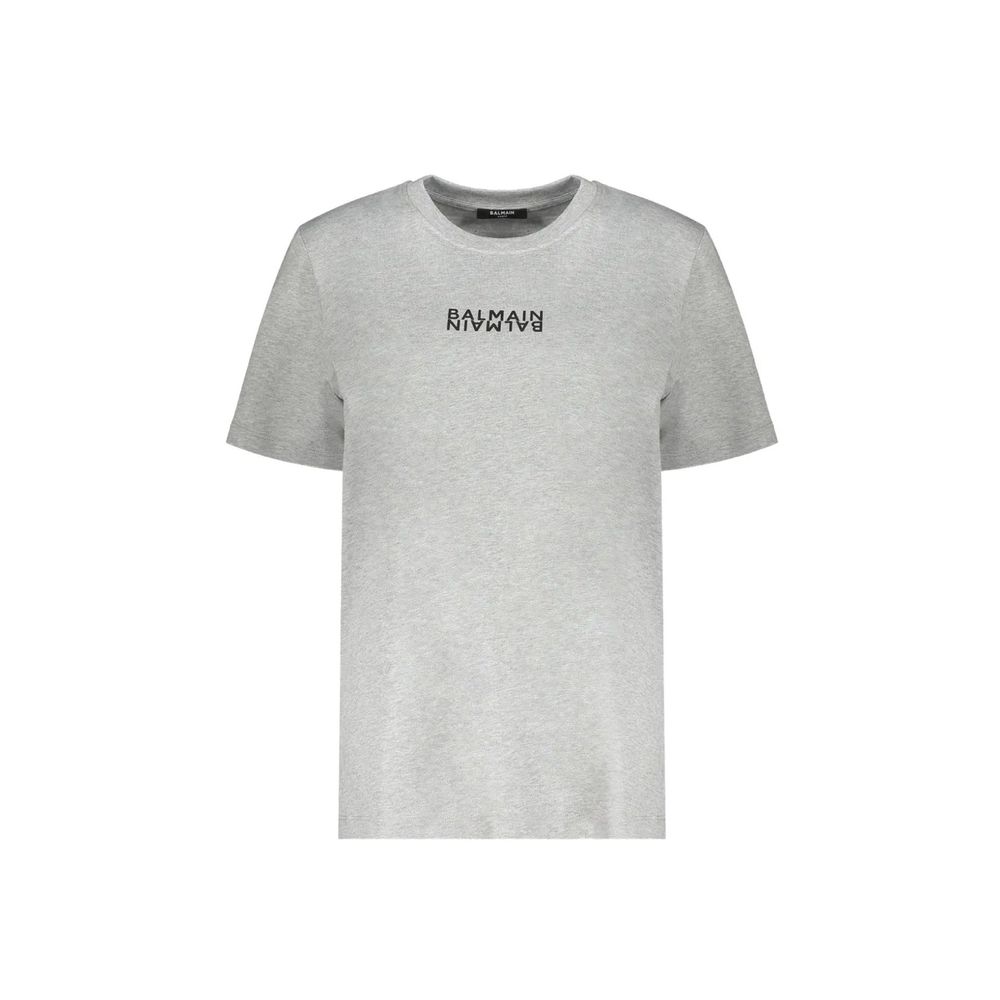 Balmain Gray Cotton T-Shirt Balmain