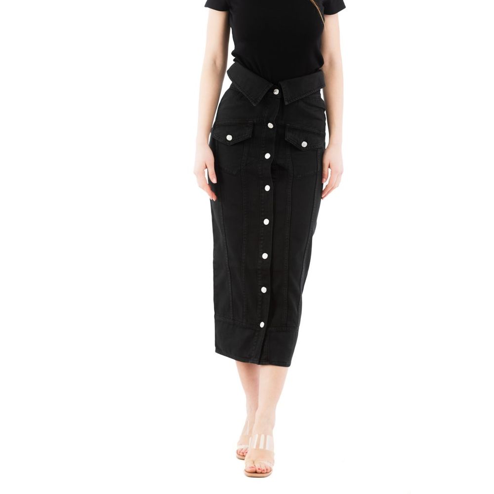 Moschino Black Cotton Midi Skirt Moschino