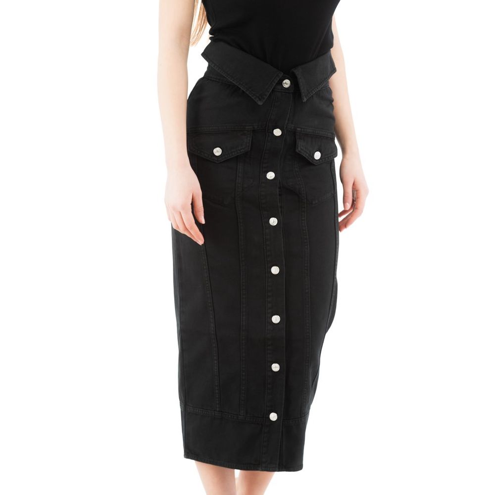 Moschino Black Cotton Midi Skirt Moschino