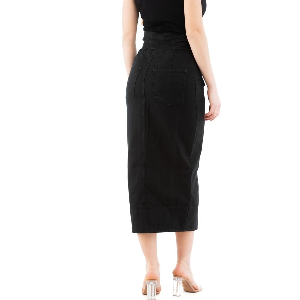 Moschino Black Cotton Midi Skirt Moschino