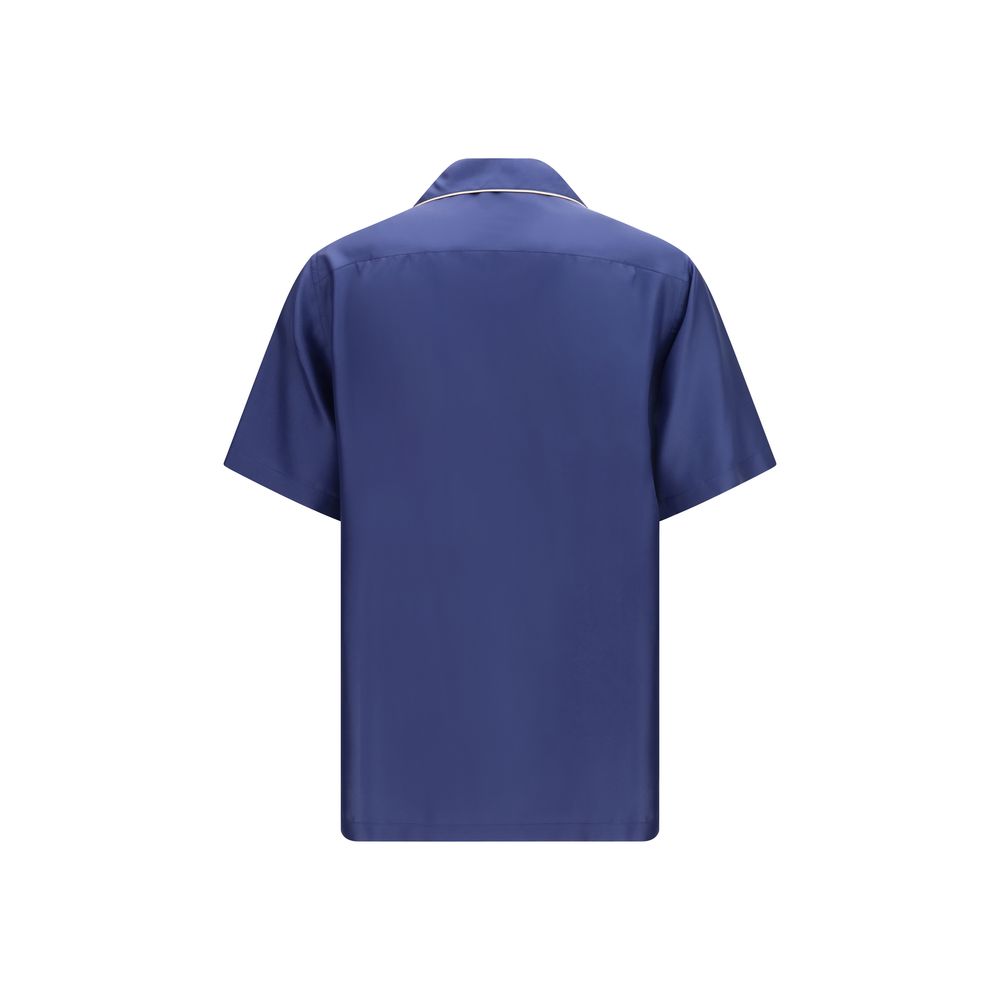 Dolce & Gabbana Blue Silk Shortsleeve Shirt Dolce & Gabbana