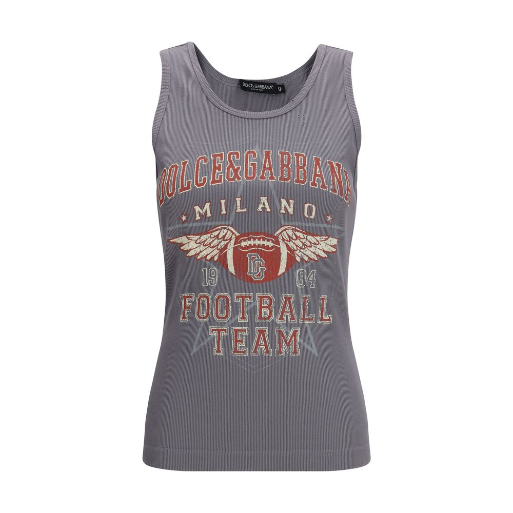 Dolce & Gabbana Gray Cotton Tank Tops Dolce & Gabbana