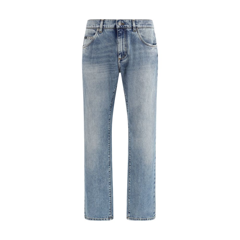 Dolce & Gabbana Blue Cotton Straight-Leg Jeans Dolce & Gabbana