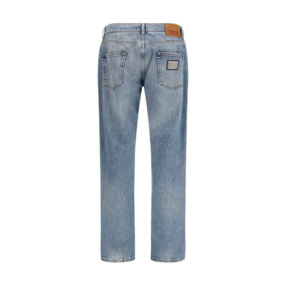 Dolce & Gabbana Blue Cotton Straight-Leg Jeans Dolce & Gabbana
