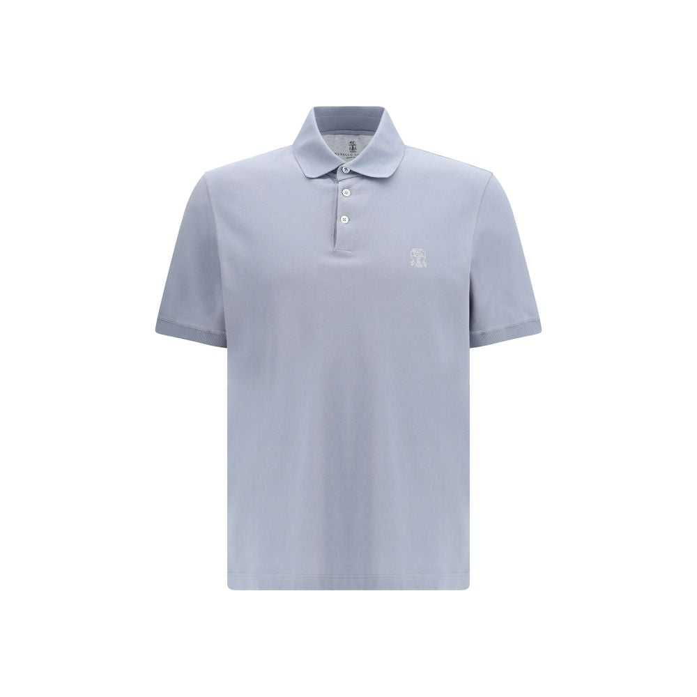 Brunello Cucinelli Blue Cotton Polo Shirt Brunello Cucinelli