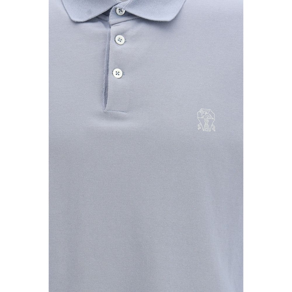 Brunello Cucinelli Blue Cotton Polo Shirt Brunello Cucinelli
