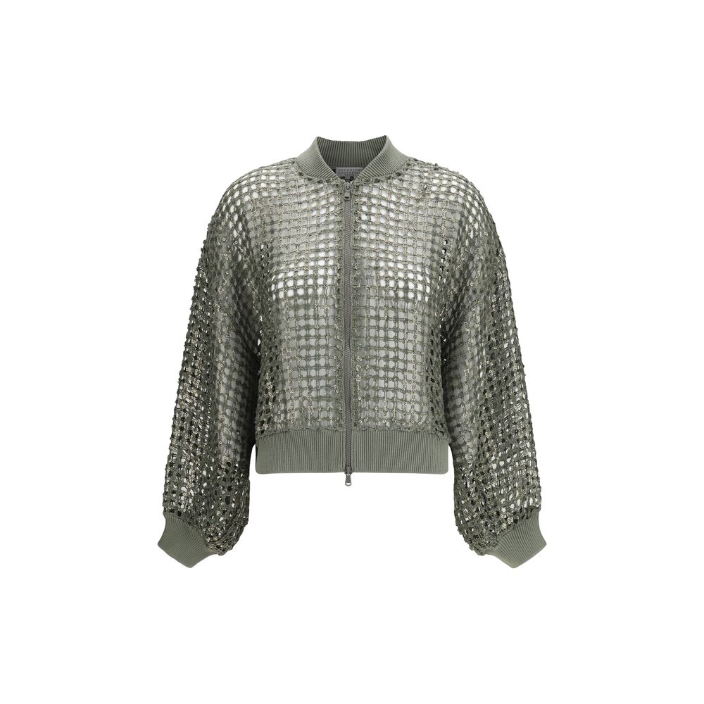 Brunello Cucinelli Bicolor Silk Bomber Brunello Cucinelli