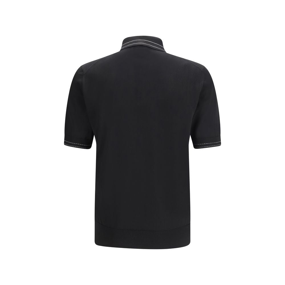 Dolce & Gabbana Black Silk Polo Shirt Dolce & Gabbana