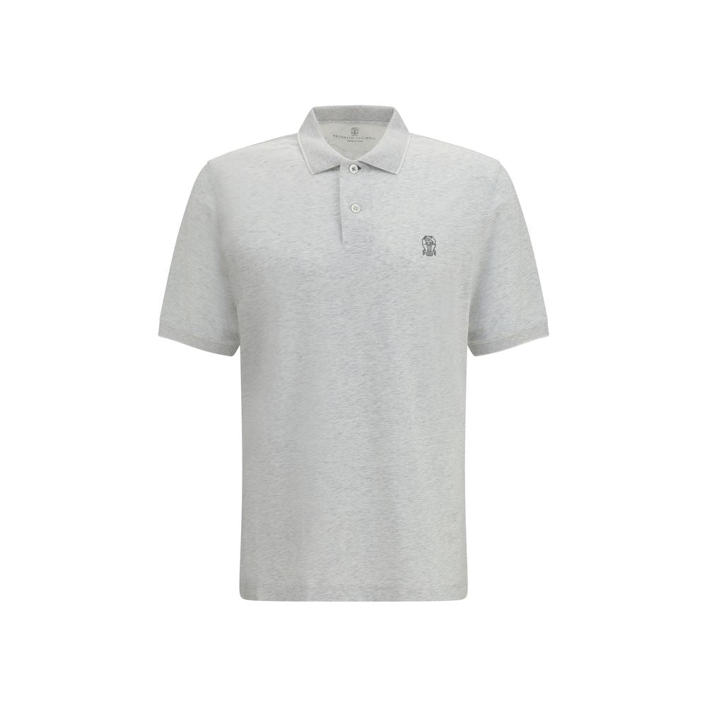 Brunello Cucinelli Gray Cotton Polo Shirt Brunello Cucinelli
