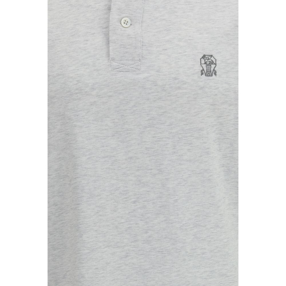 Brunello Cucinelli Gray Cotton Polo Shirt Brunello Cucinelli