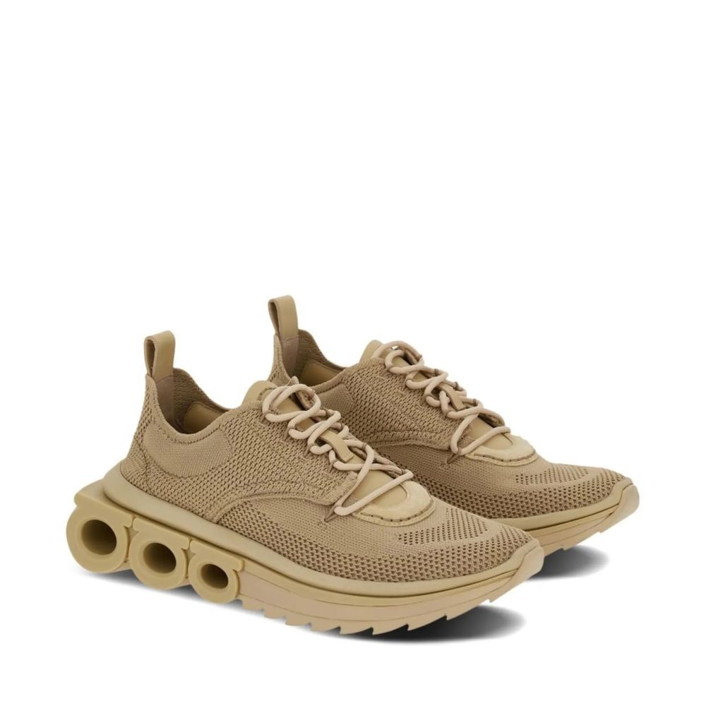 Salvatore Ferragamo Beige Fabric Athletic Sneakers Salvatore Ferragamo