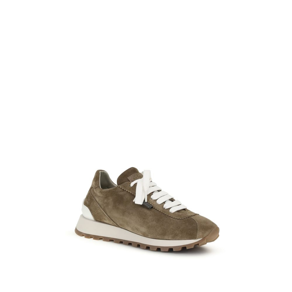 Brunello Cucinelli Brown Calf Leather Bos Taurus Platform Sneakers Brunello Cucinelli