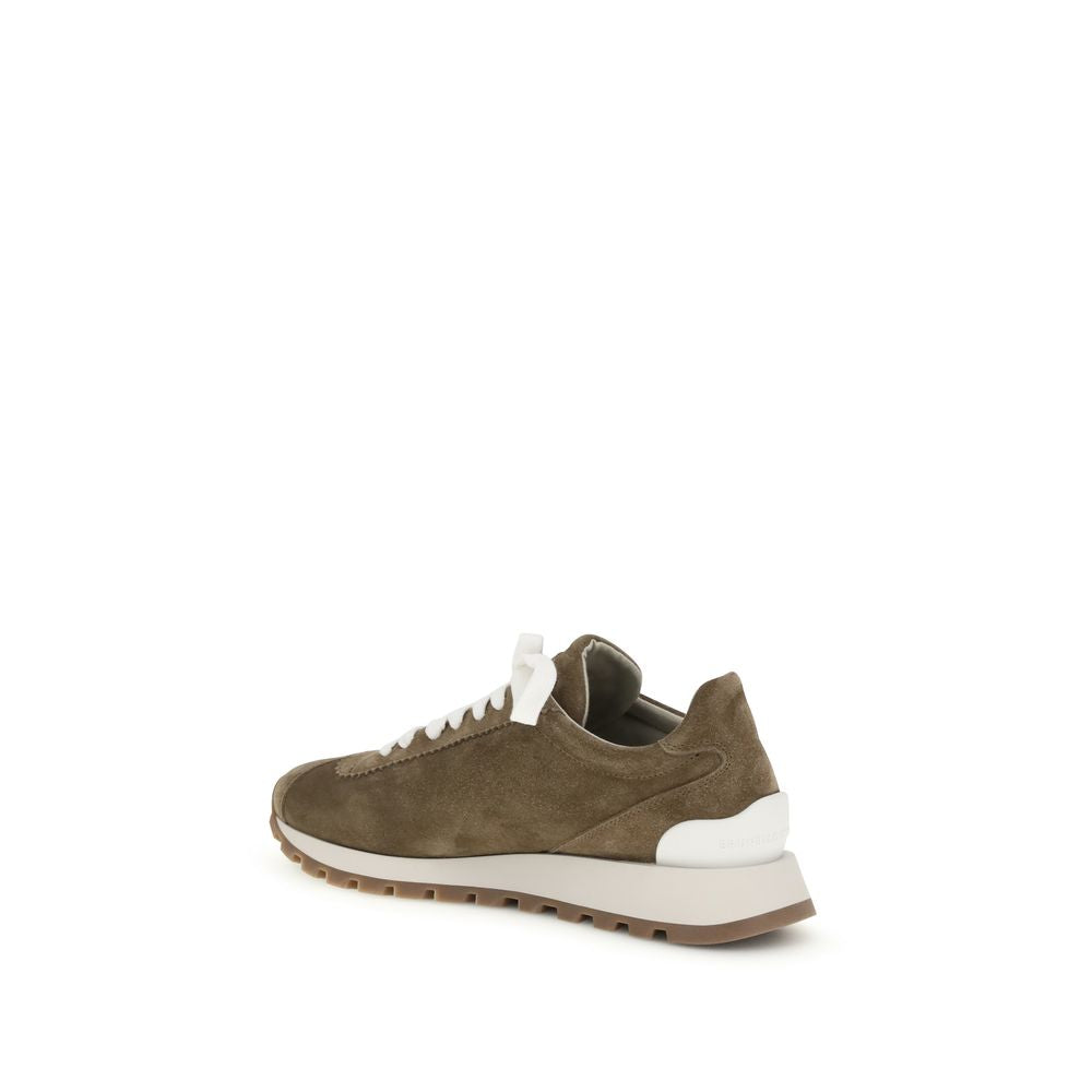 Brunello Cucinelli Brown Calf Leather Bos Taurus Platform Sneakers Brunello Cucinelli