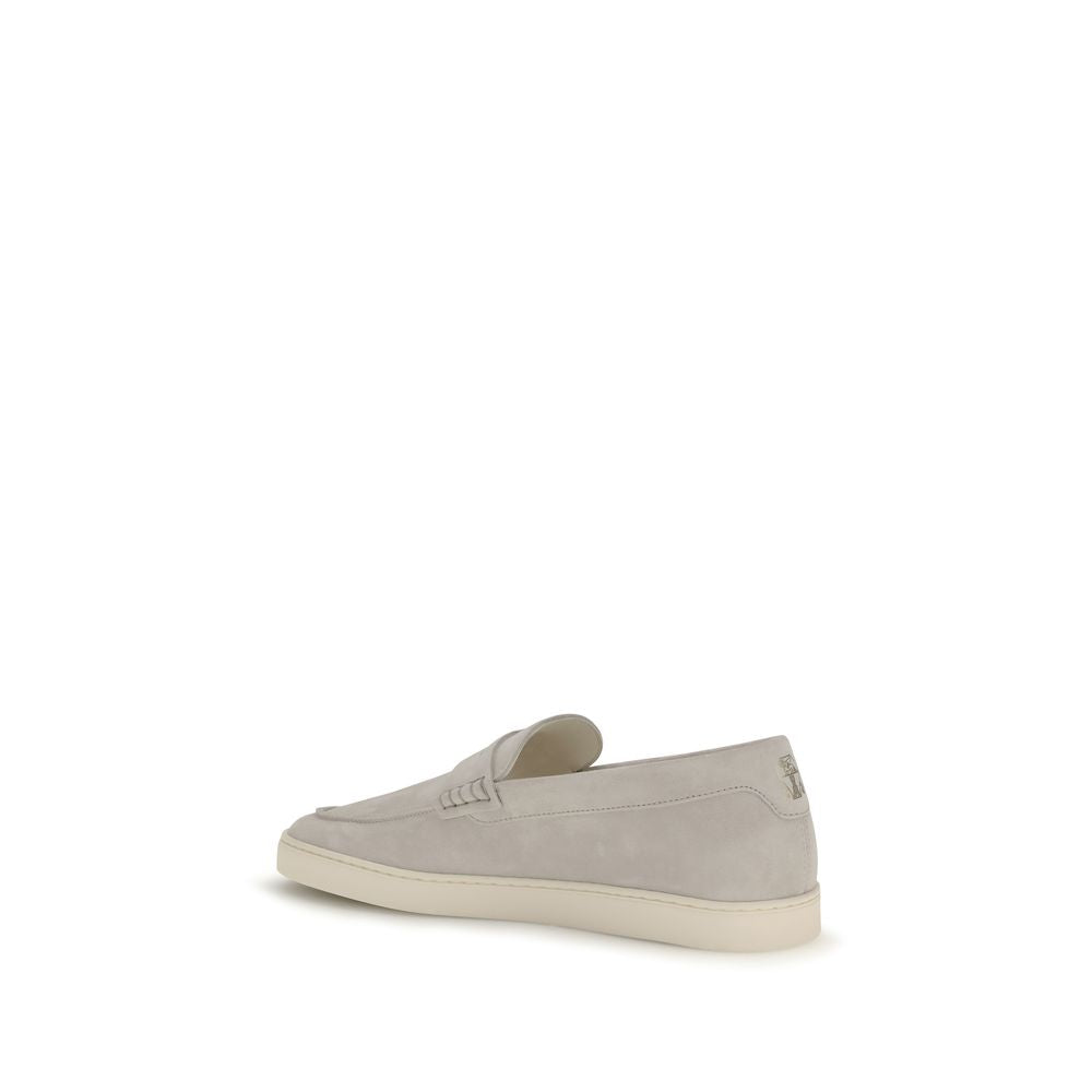 Brunello Cucinelli Beige Calf Leather Bos Taurus Slip-On Loafers Brunello Cucinelli