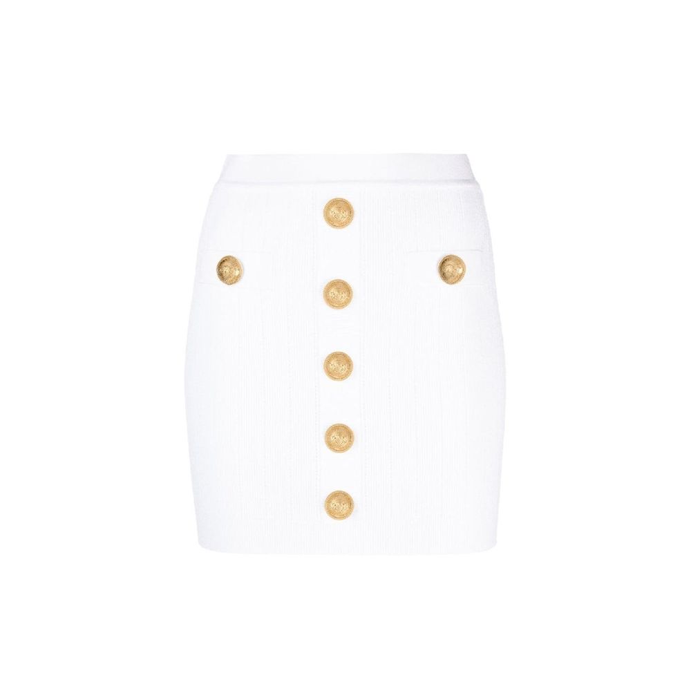 Balmain White Polyester Mini Skirt Balmain