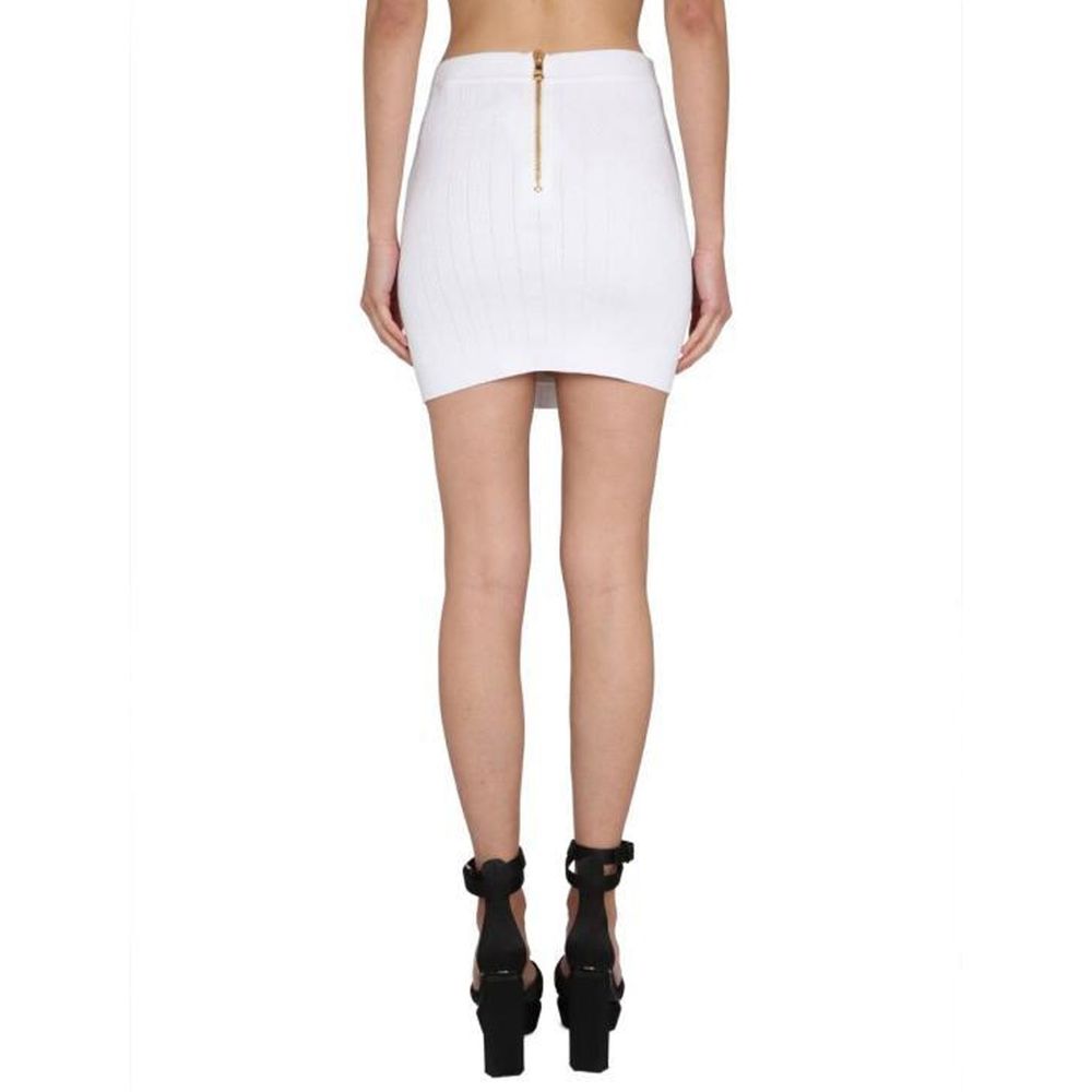 Balmain White Polyester Mini Skirt Balmain