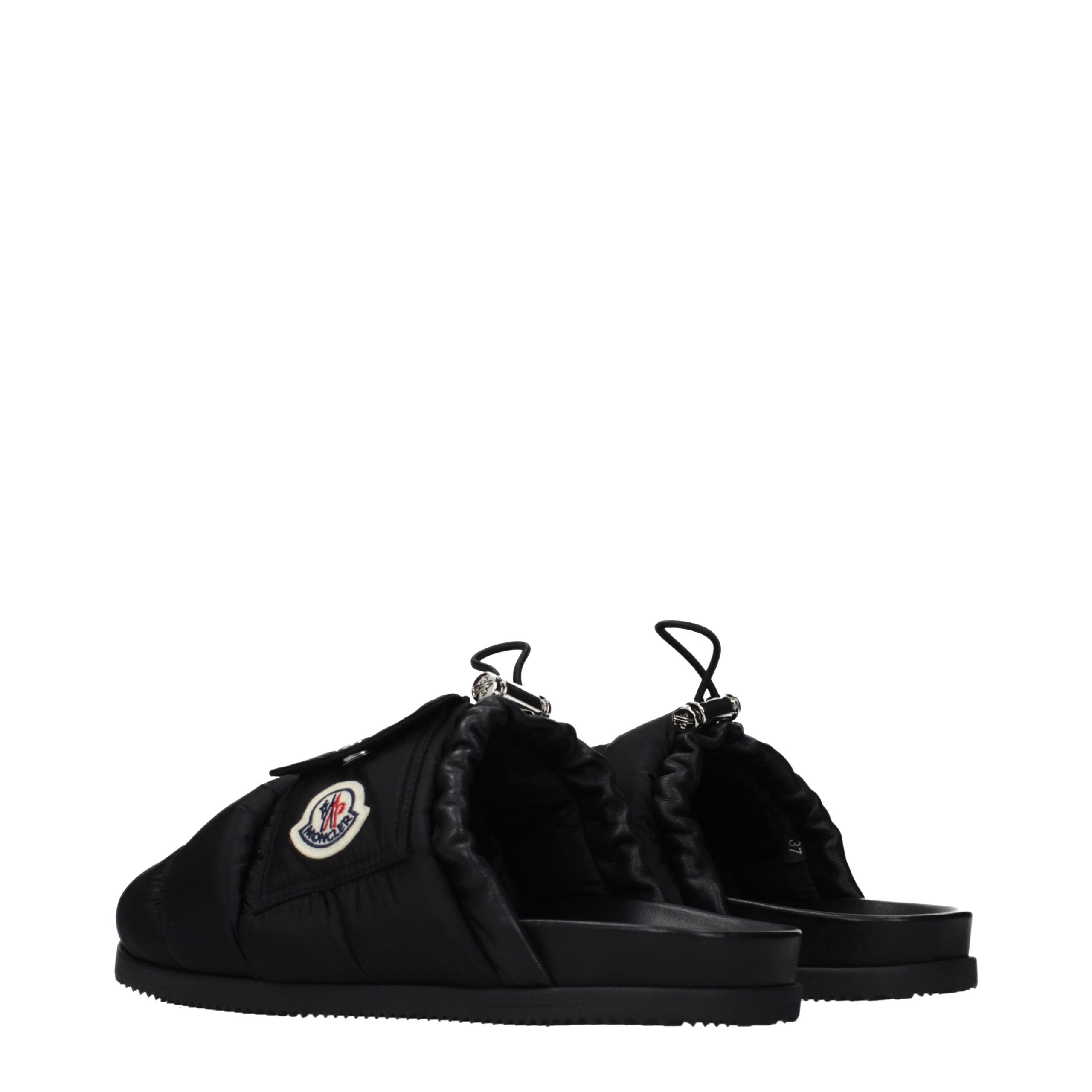 Moncler Black Fabric Slippers Moncler