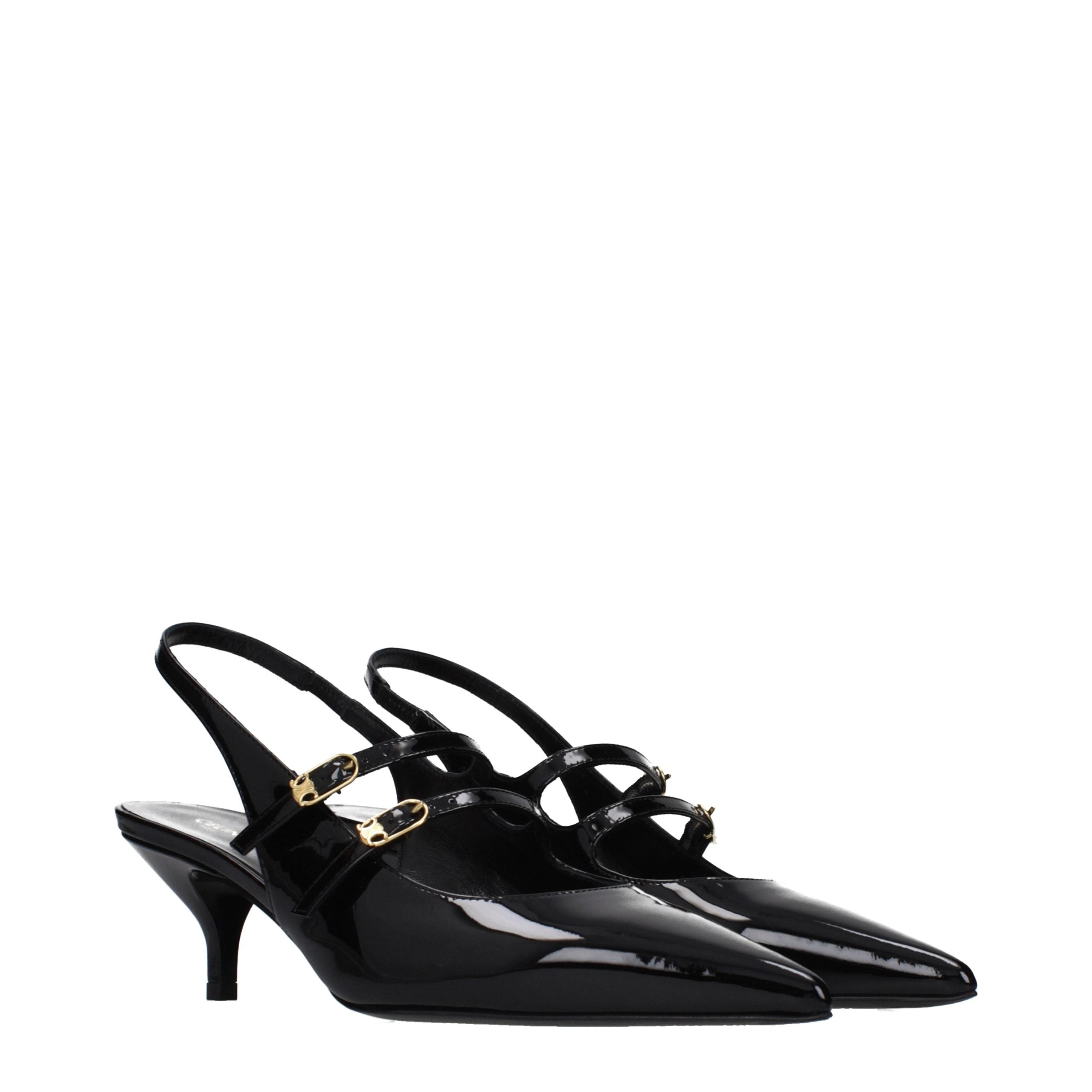 Celine Black Leather Sandals Celine
