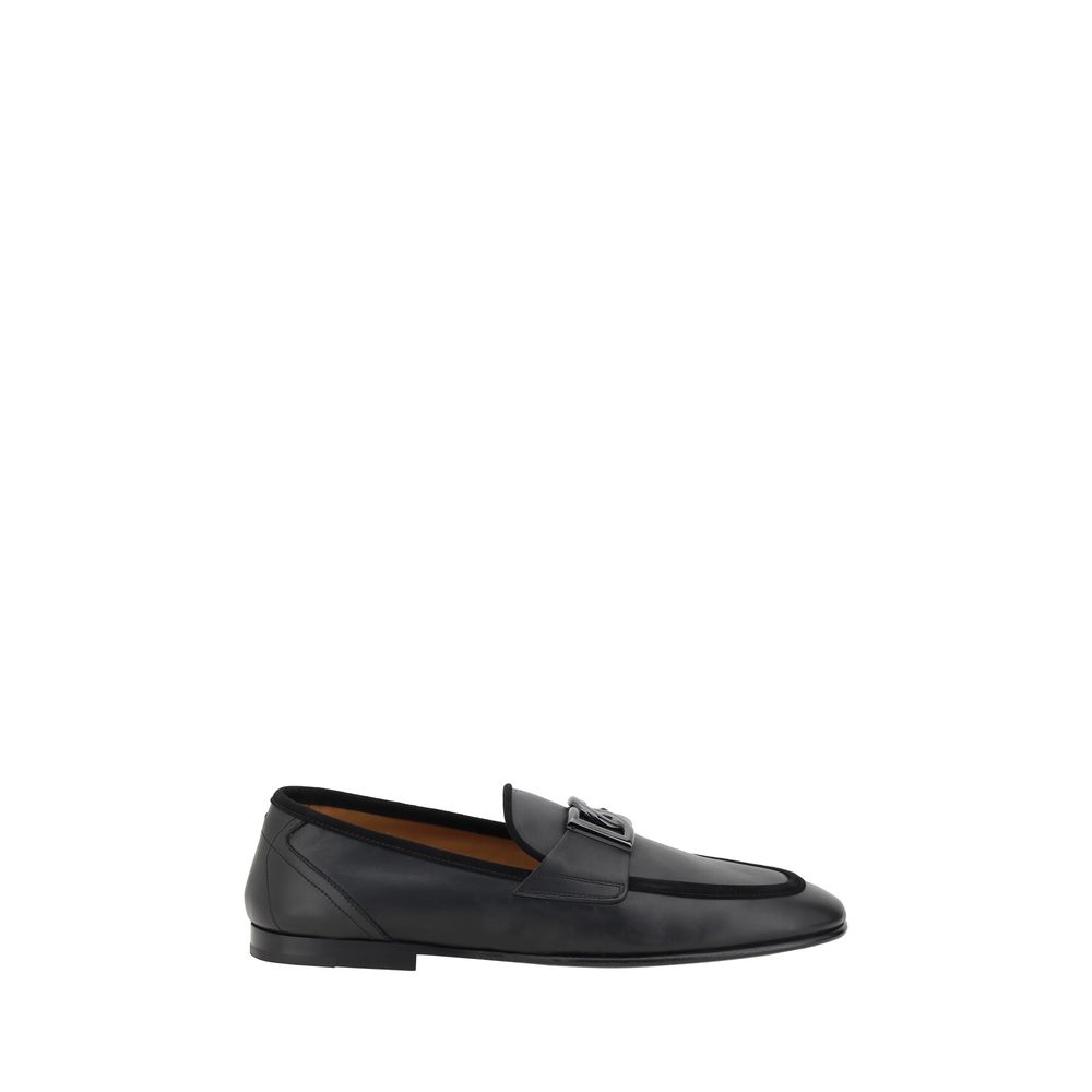 Dolce & Gabbana Black Calf Leather Bos Taurus Slip-On Loafers Dolce & Gabbana