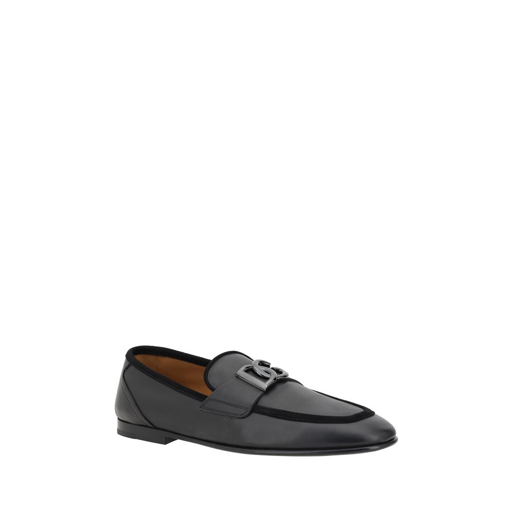 Dolce & Gabbana Black Calf Leather Bos Taurus Slip-On Loafers Dolce & Gabbana