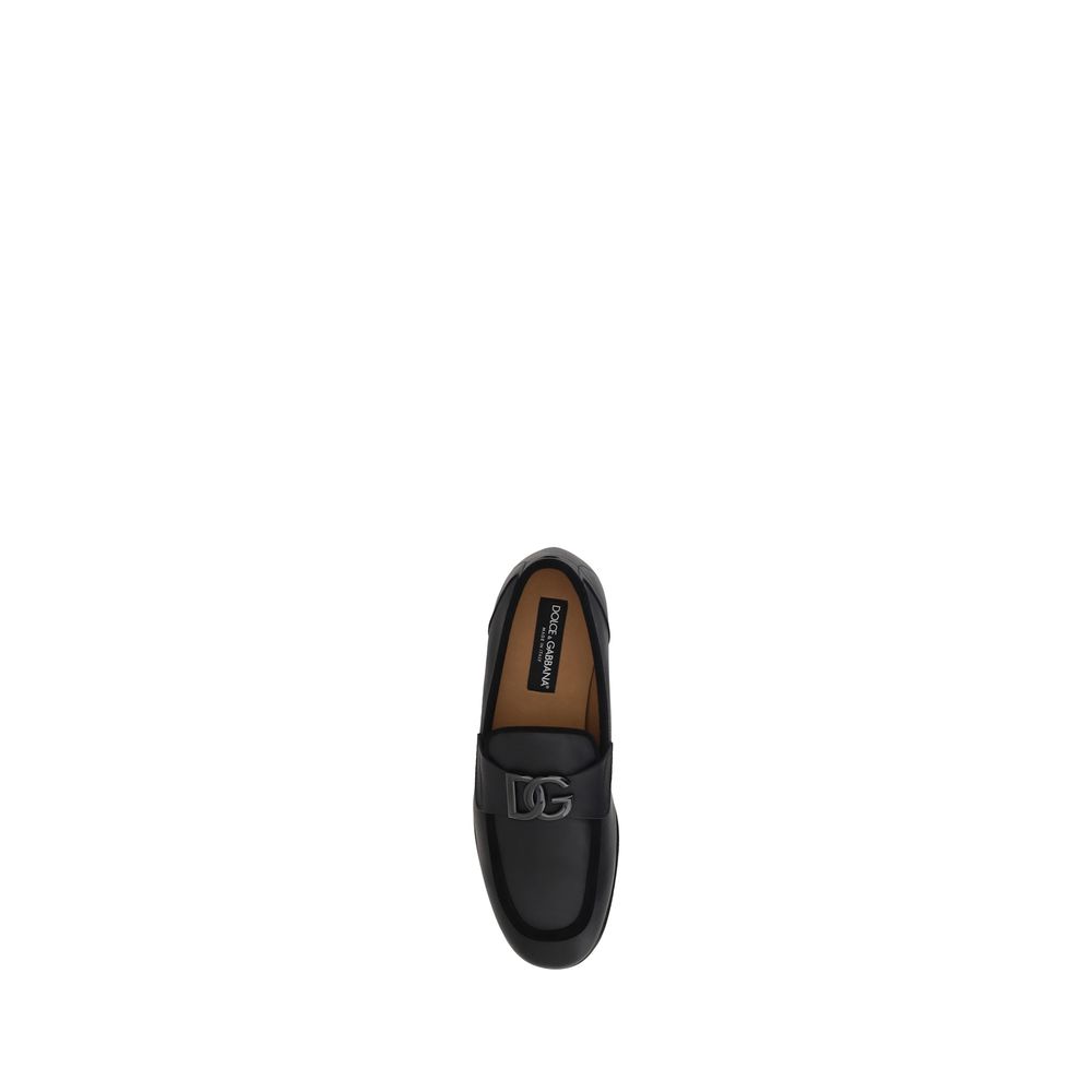 Dolce & Gabbana Black Calf Leather Bos Taurus Slip-On Loafers Dolce & Gabbana