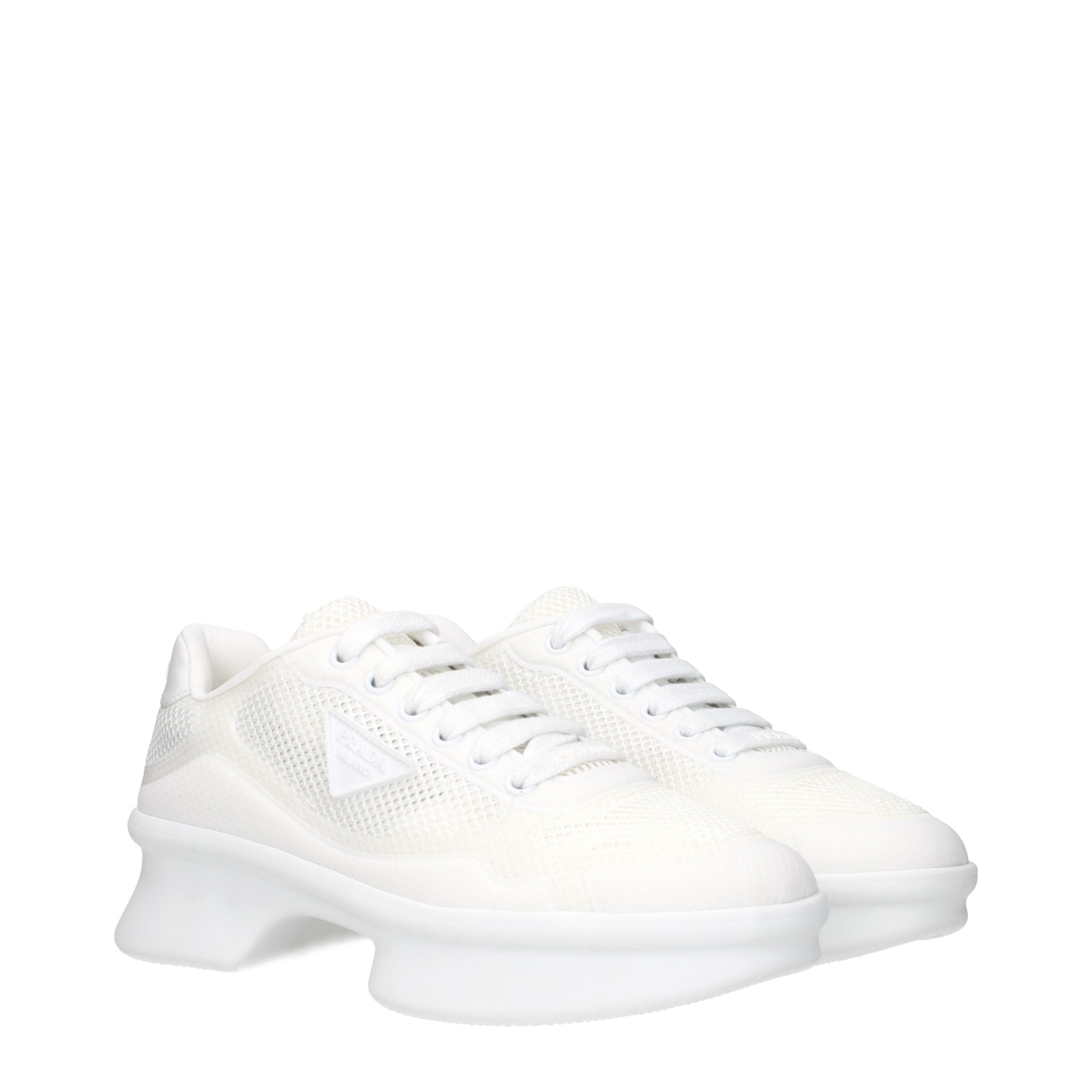Prada White Fabric Athletic Sneakers Prada