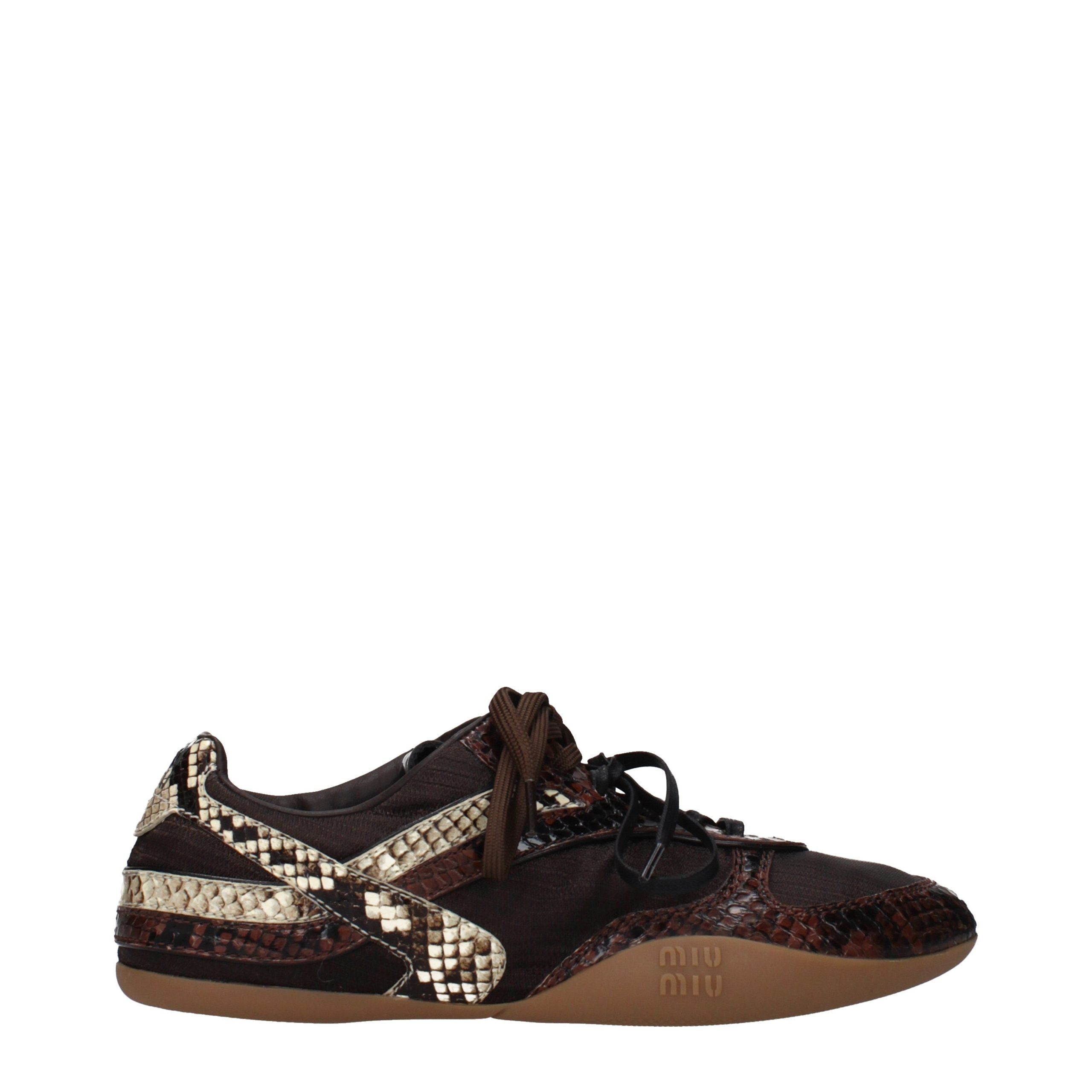 Miu Miu Brown Fabric Low Top Sneakers Miu Miu