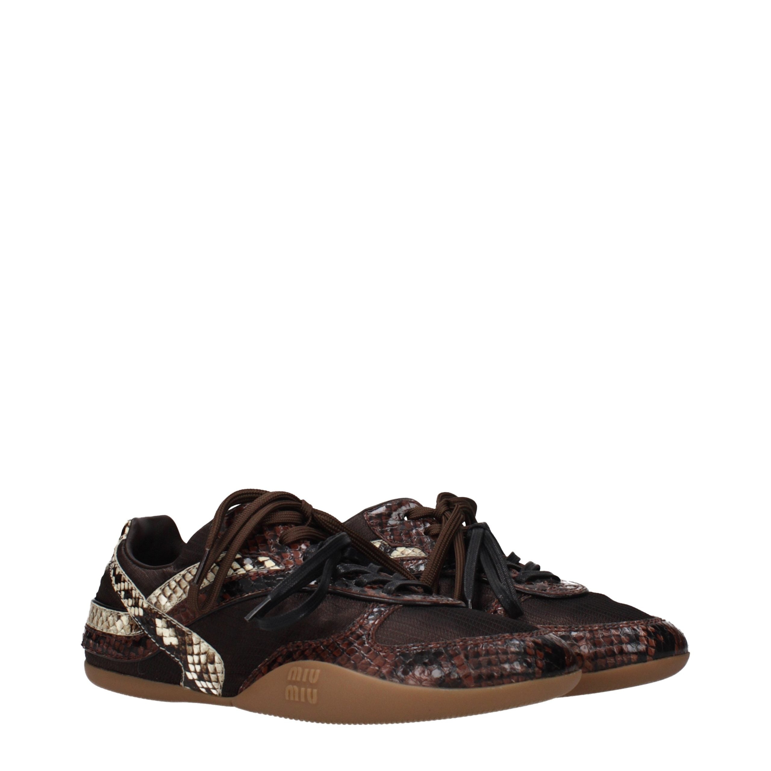 Miu Miu Brown Fabric Low Top Sneakers Miu Miu