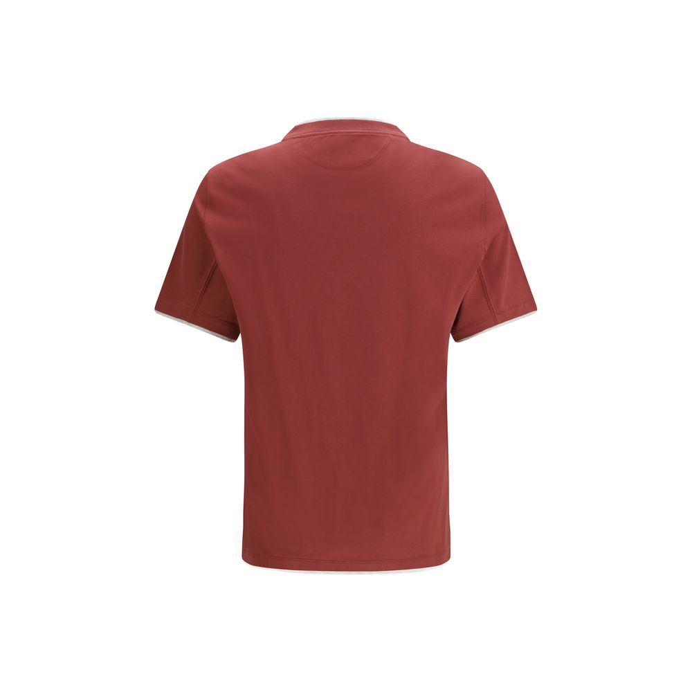 Brunello Cucinelli Bordeaux Cotton T-Shirt Brunello Cucinelli