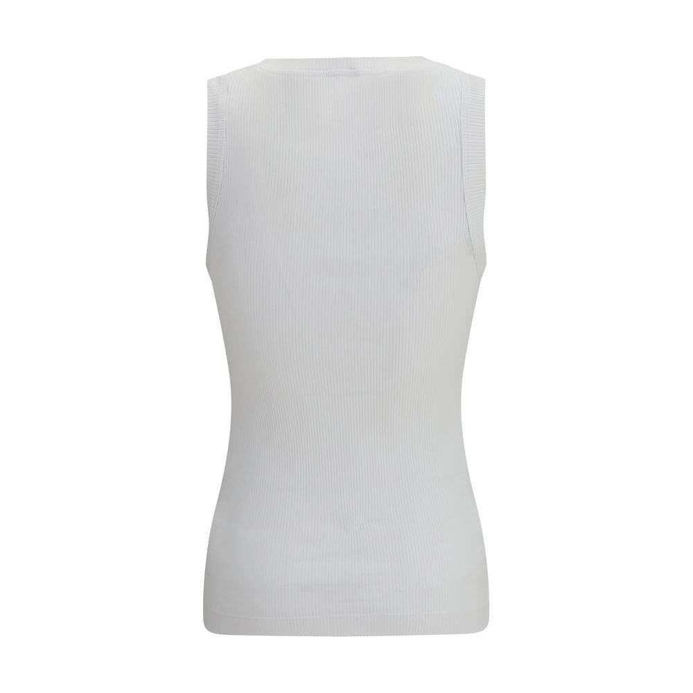 Brunello Cucinelli White Cotton Sleeveles T-Shirt Brunello Cucinelli