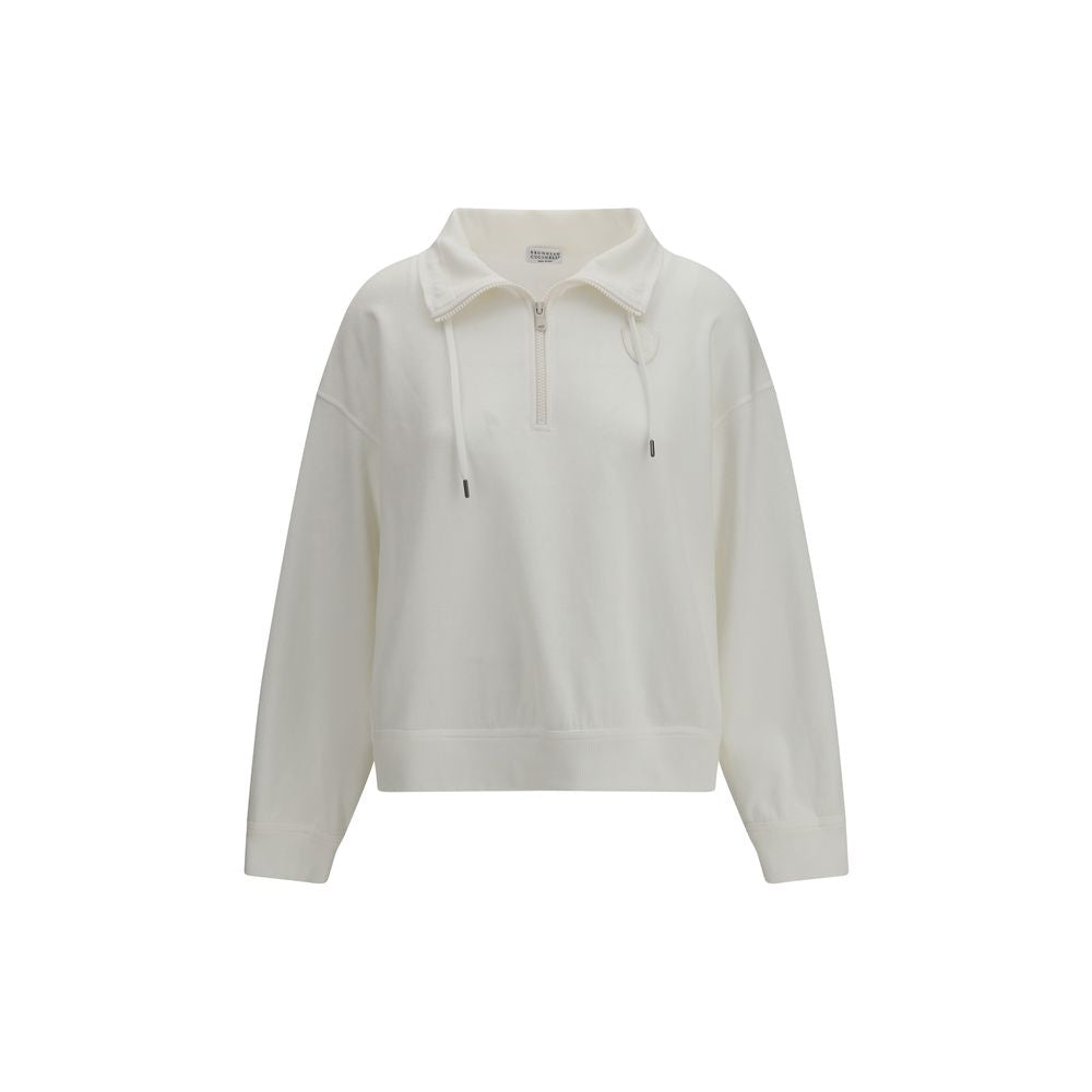 Brunello Cucinelli White Cotton Sweatshirt Brunello Cucinelli