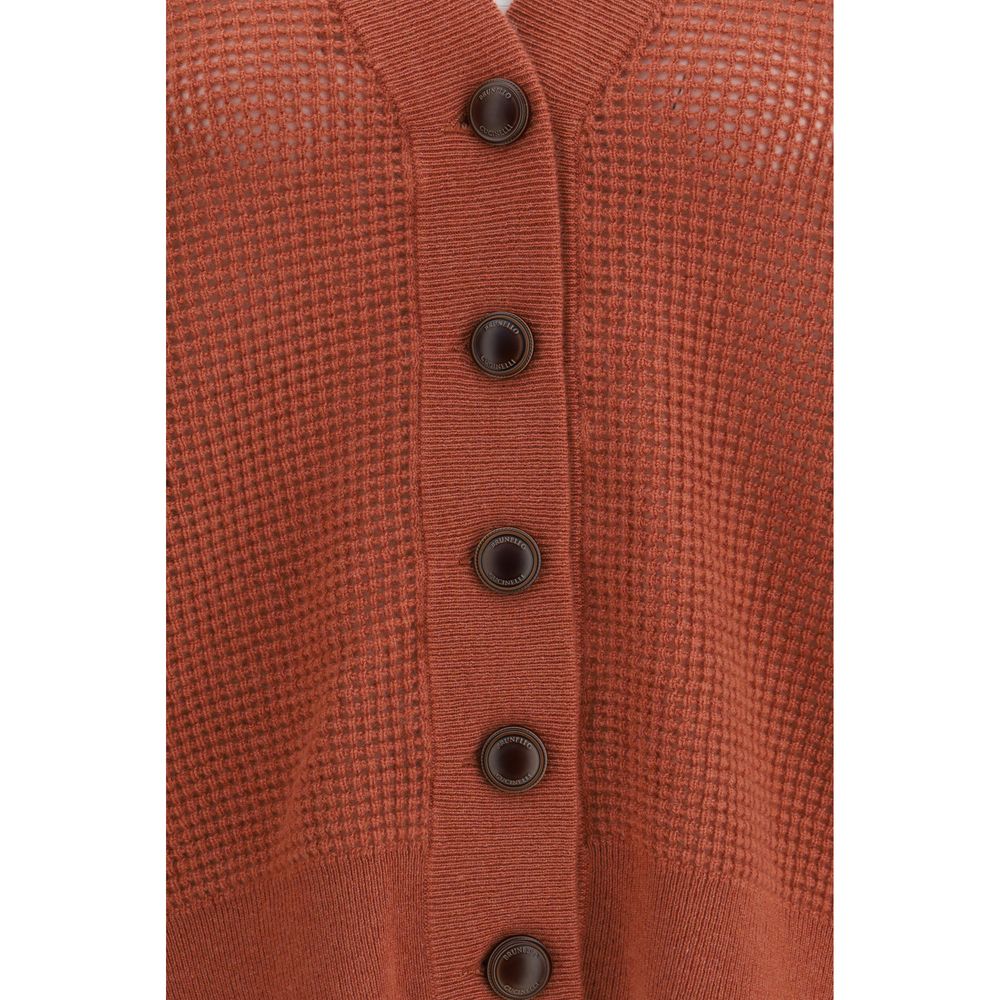 Brunello Cucinelli Orange Cashmere Cardigan Brunello Cucinelli