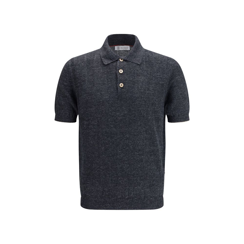 Brunello Cucinelli Gray Cotton Polo Shirt Brunello Cucinelli