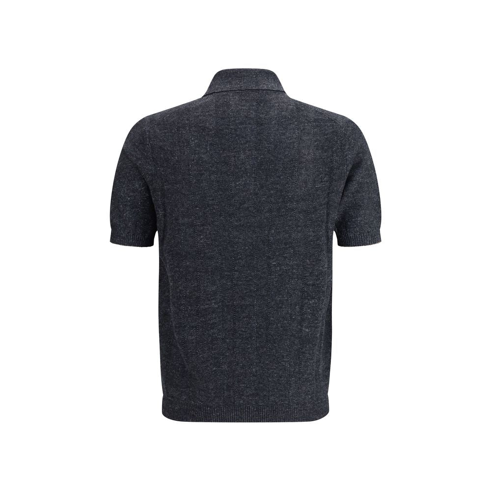 Brunello Cucinelli Gray Cotton Polo Shirt Brunello Cucinelli