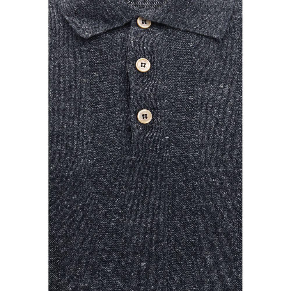 Brunello Cucinelli Gray Cotton Polo Shirt Brunello Cucinelli