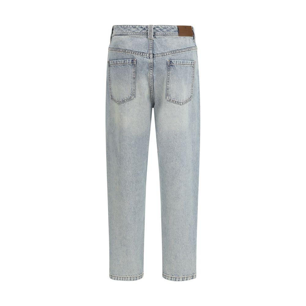 Brunello Cucinelli Blue Cotton Straight-Leg Jeans Brunello Cucinelli