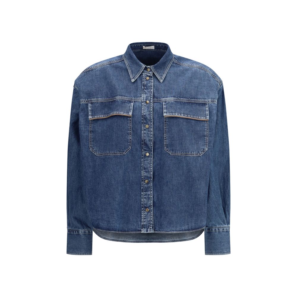 Brunello Cucinelli Blue Denim Shirt Brunello Cucinelli