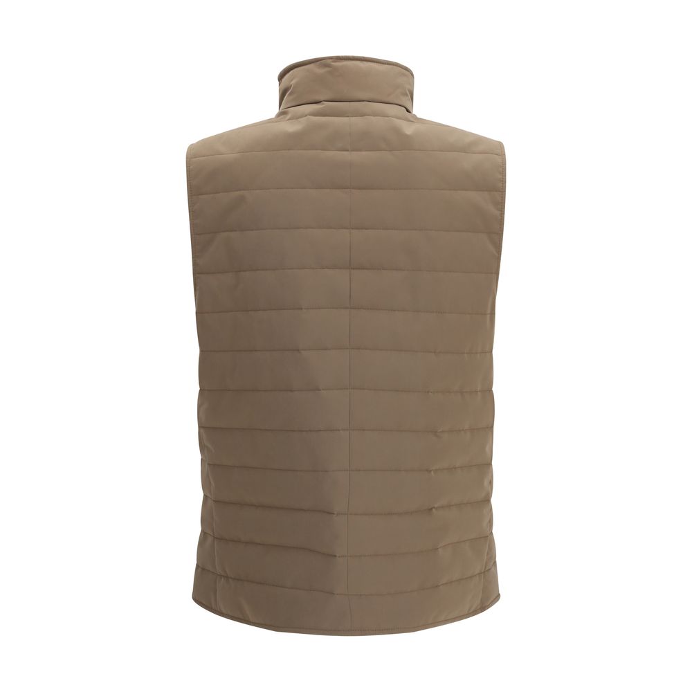 Brunello Cucinelli Beige Polyester Sleeveless Jacket Brunello Cucinelli