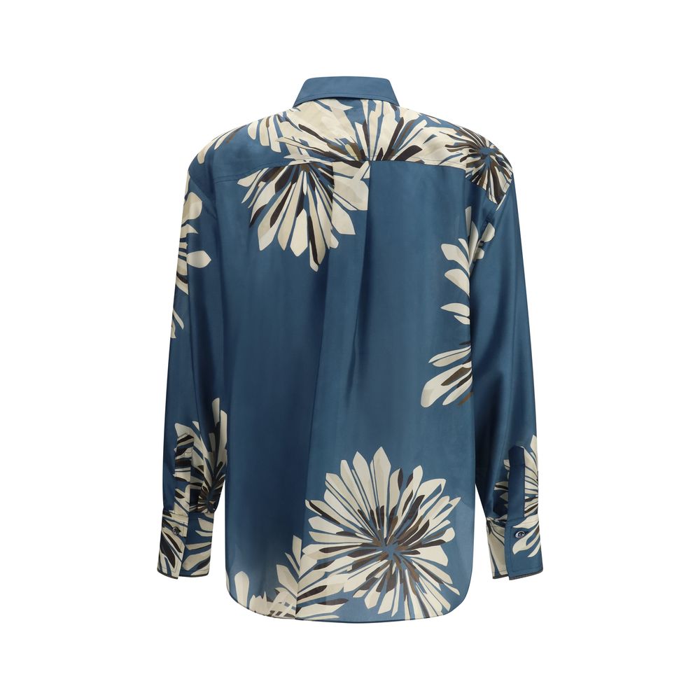 Brunello Cucinelli Multicolor Silk Pattern Shirt Brunello Cucinelli
