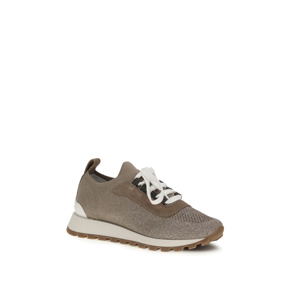 Brunello Cucinelli Beige Cotton Chunky Sneakers Brunello Cucinelli
