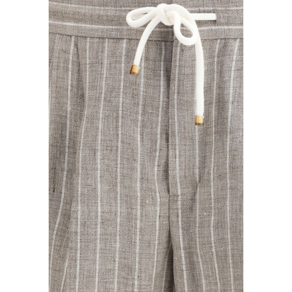 Brunello Cucinelli Beige Linen Casual Pants Brunello Cucinelli
