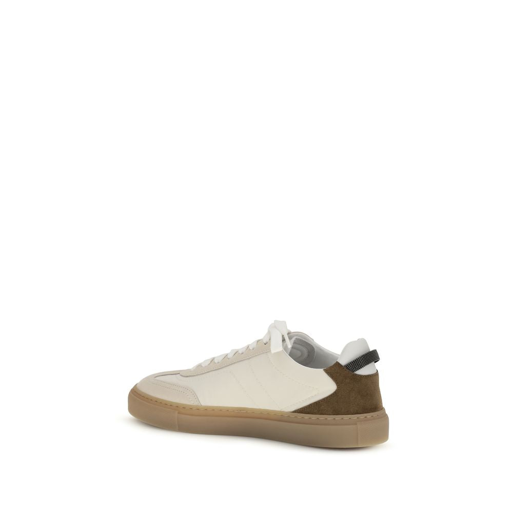 Brunello Cucinelli Beige Calf Leather Bos Taurus Low Top Sneakers Brunello Cucinelli