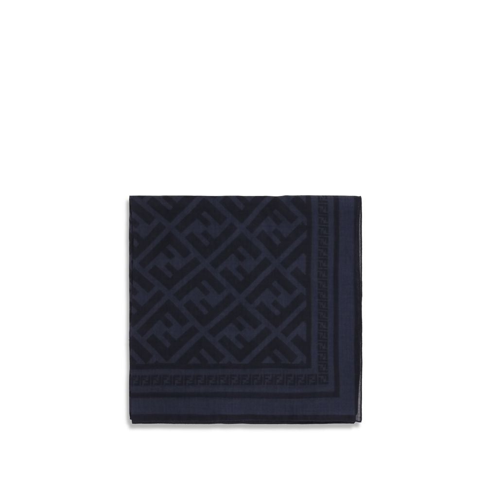 Fendi Blue Wool Oves Aries Scarf Fendi