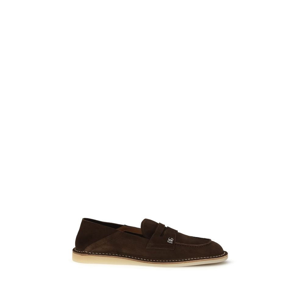 Dolce & Gabbana Brown Calf Leather Bos Taurus Slip-On Loafers Dolce & Gabbana
