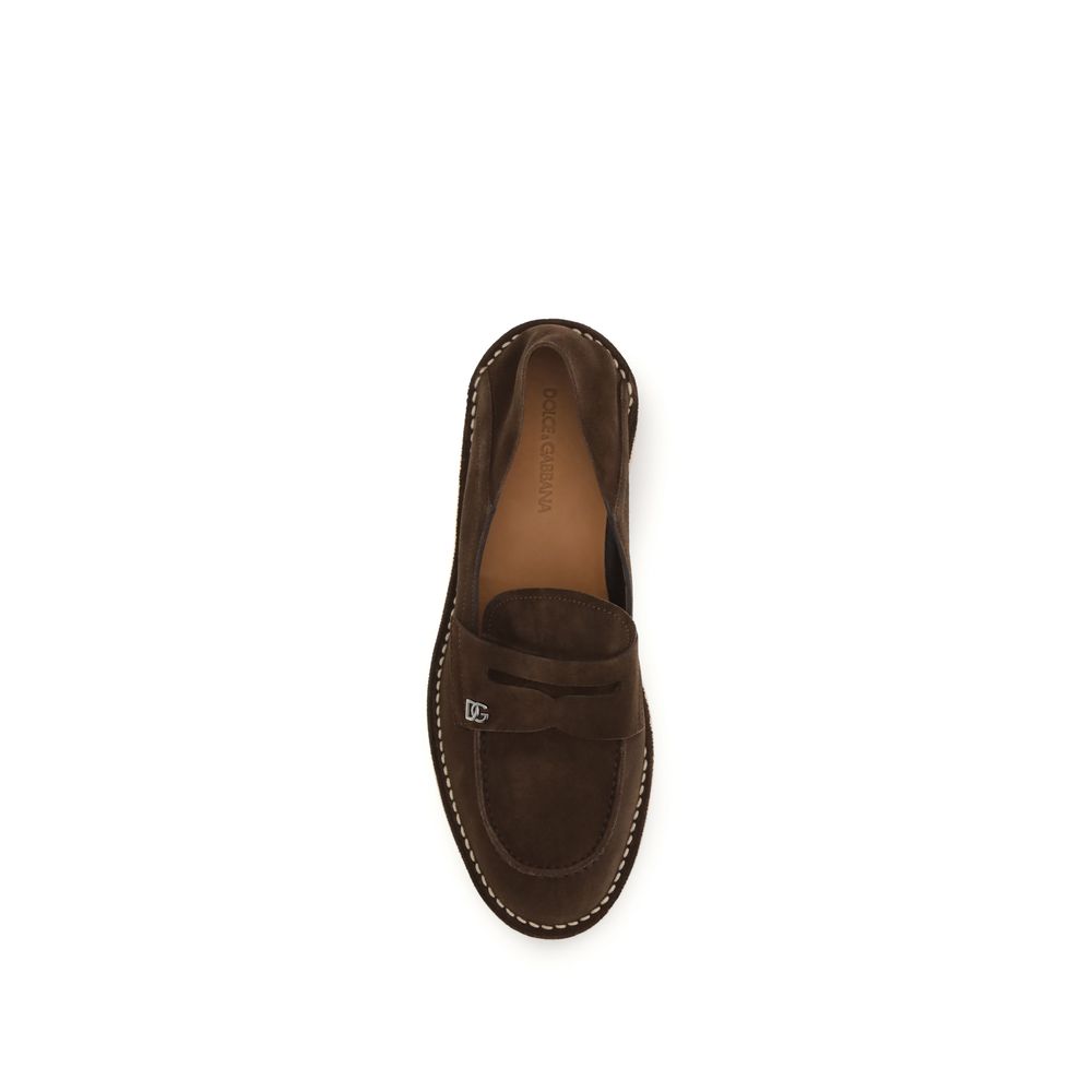 Dolce & Gabbana Brown Calf Leather Bos Taurus Slip-On Loafers Dolce & Gabbana