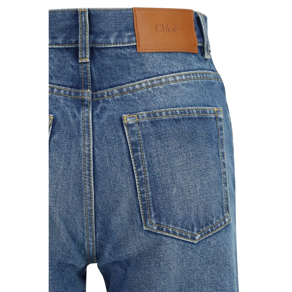 Chloé Blue Cotton Flared Jeans Chloé
